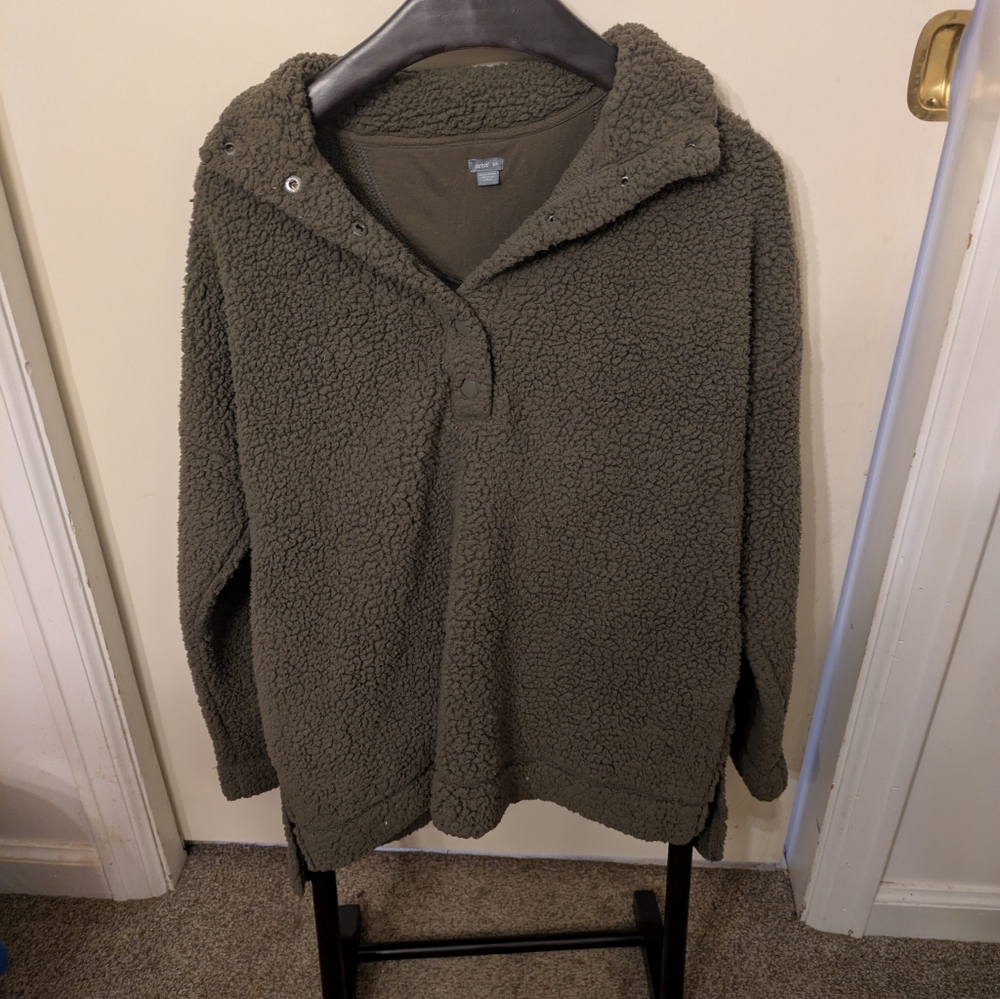 Aerie Olive Teddy Jacket